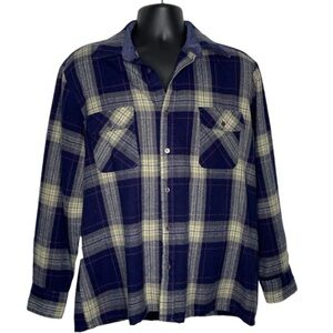 Back Packer Classic Long Sleeve Plaid Flannel (Size:L, Color:Blue/Pink/Cream)